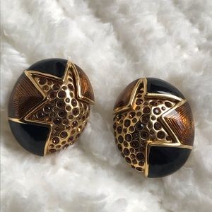 Vintage Swarovski Enamel & Crystal Clipon Earrings